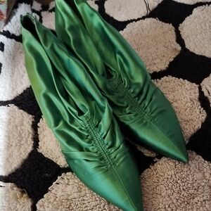 Zara Green Satin Heels